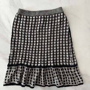 SPARROW Knit Flared Fitted Skirt BLK/White Size S